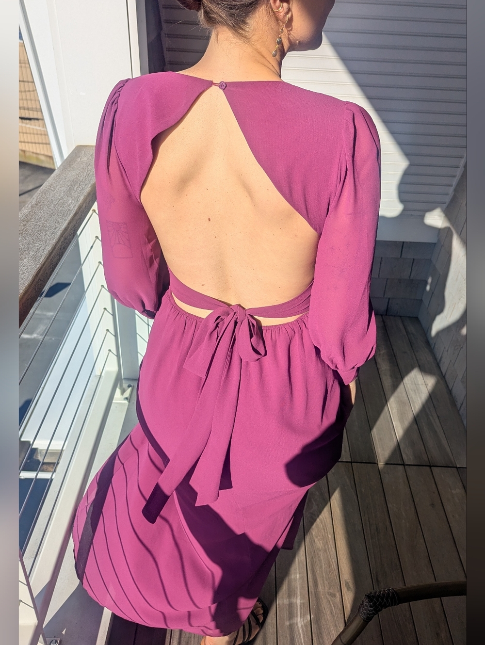 Open Back Formal Dress with Tie Waist